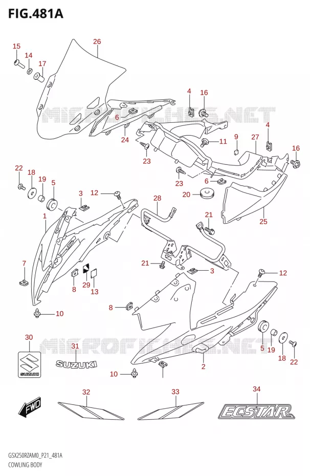 KUIP - ETIKETTEN CHASSIS (FOR QHV) Suzuki MOTO 250 GSX-R 2020  GSX250RZA M0 P21