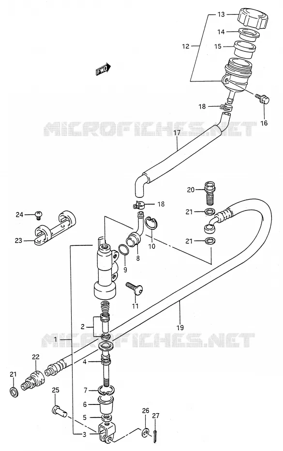 ACHTER HOOFDREMCILINDER (MODELE K) Suzuki MOTO 125 RM 1991  RM125M(E28)