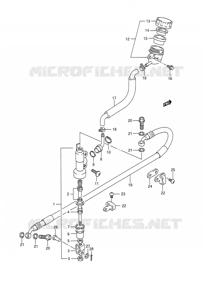 ACHTER HOOFDREMCILINDER (MODELE M/N) Suzuki MOTO 250 RM 1990  RM250L(E28)