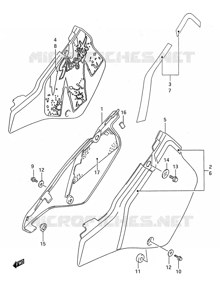 ACHTER KUIP  (MODELE K/L/M) Suzuki MOTO 250 RM 1990  RM250L(E28)