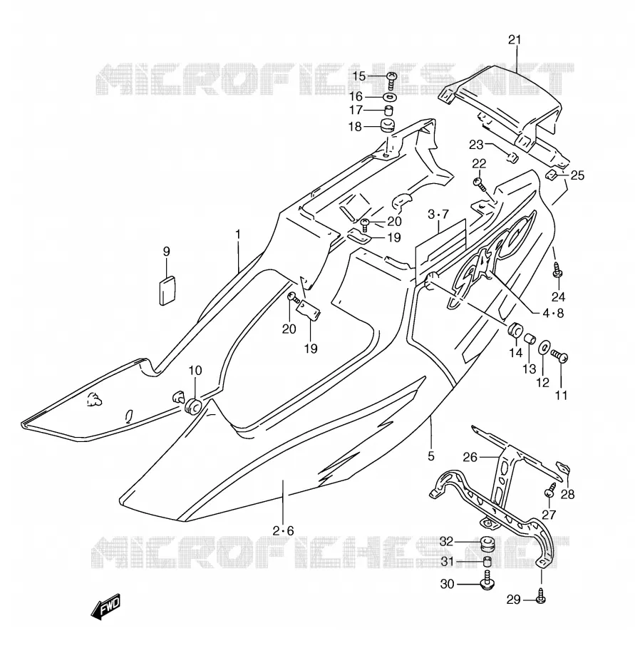 ACHTER KUIP  (MODELE R/T) Suzuki MOTO 250 RG 1991  RGV250M(E24)