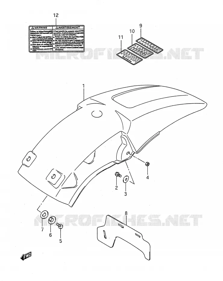 ACHTERSPATBORD (MODELE K/L/M) Suzuki MOTO 250 RM 1992  RM250N(E28)