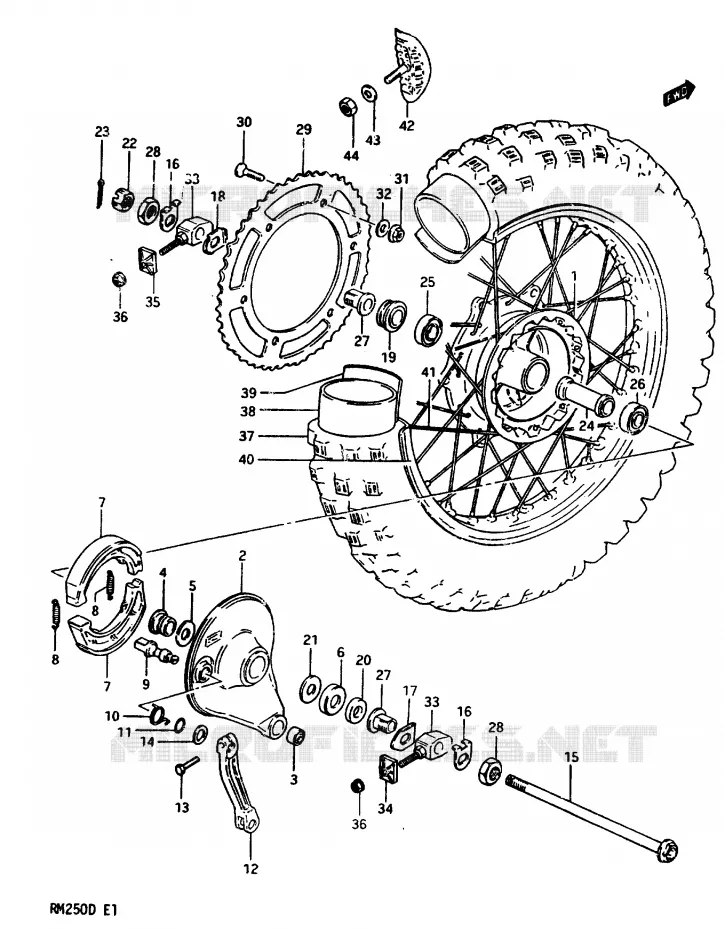 ACHTERWIEL MODEL Z Suzuki MOTO 250 RM 1983  RM250D(Z/D)