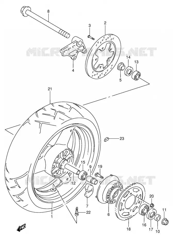 ACHTERWIEL (MODELE R/S) Suzuki MOTO 900 RF 1997  RF900RV(E2)