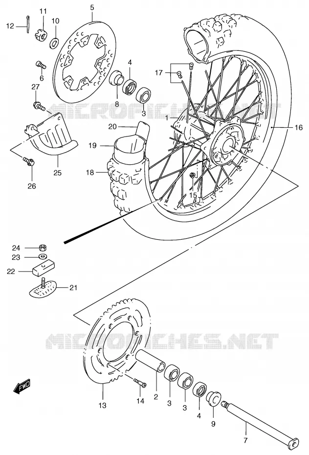 ACHTERWIEL (MODELE Y) Suzuki MOTO 125 RM 1996  RM125T(E2)