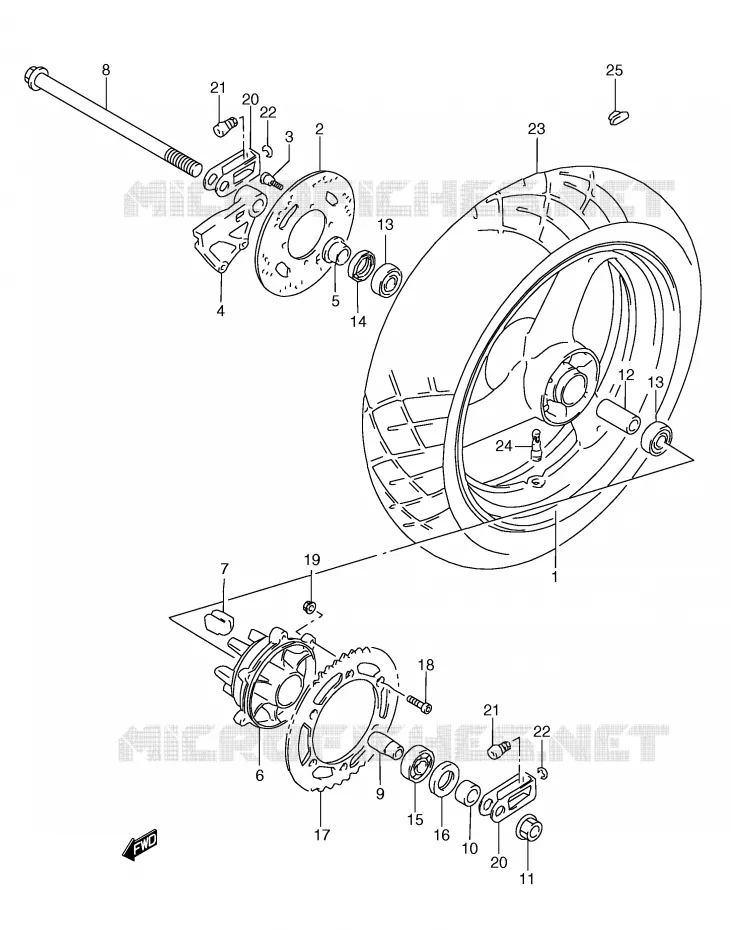 ACHTERWIEL Suzuki MOTO 250 RG 1991  RGV250M(E24)