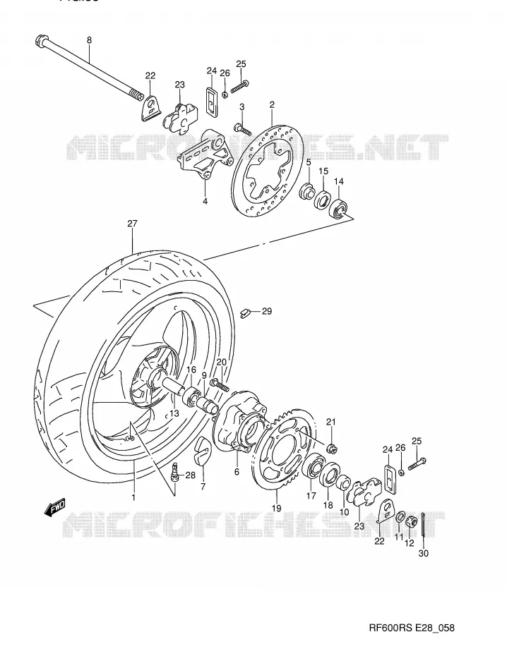 ACHTERWIEL Suzuki MOTO 600 RF 1993  RF600RP(E28)