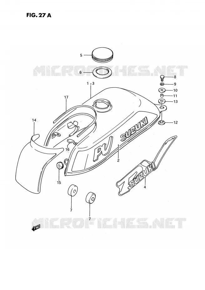 BENZINETANK (MODELE L/M/R) Suzuki MOTO 50 PV 1994  PV50R(E15)
