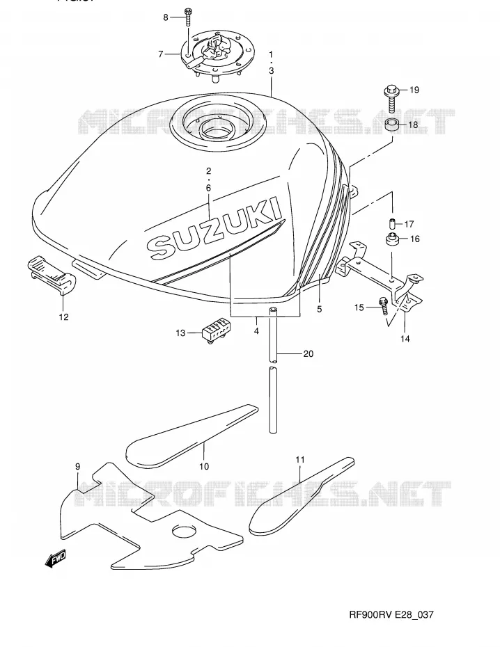 BENZINETANK (MODELE R/S) Suzuki MOTO 900 RF 1995  RF900RZS(E28)