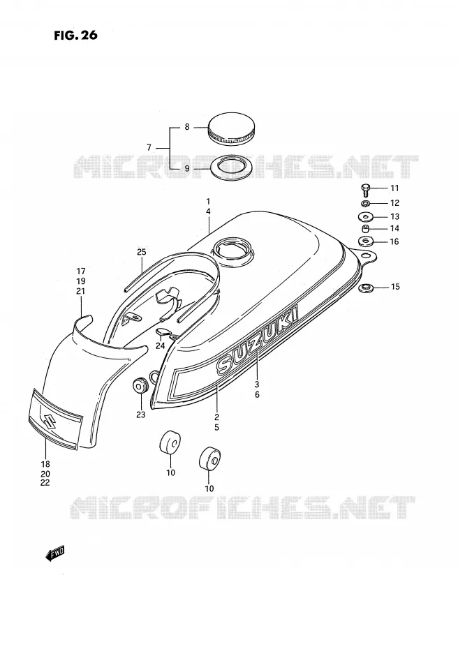 BENZINETANK (MODELE X, MODELE D E43) Suzuki MOTO 50 PV 1983  PV50D(E15)