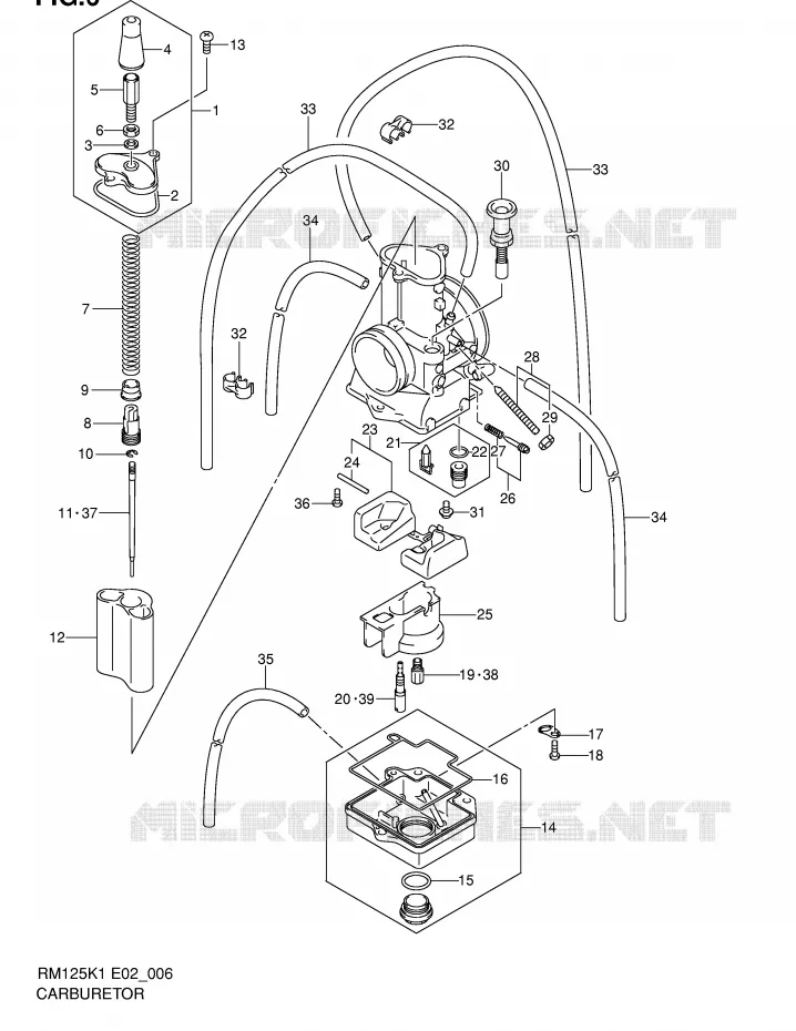 CARBURATOR (MODELE K1) Suzuki MOTO 125 RM 2002  RM125K2(E2)