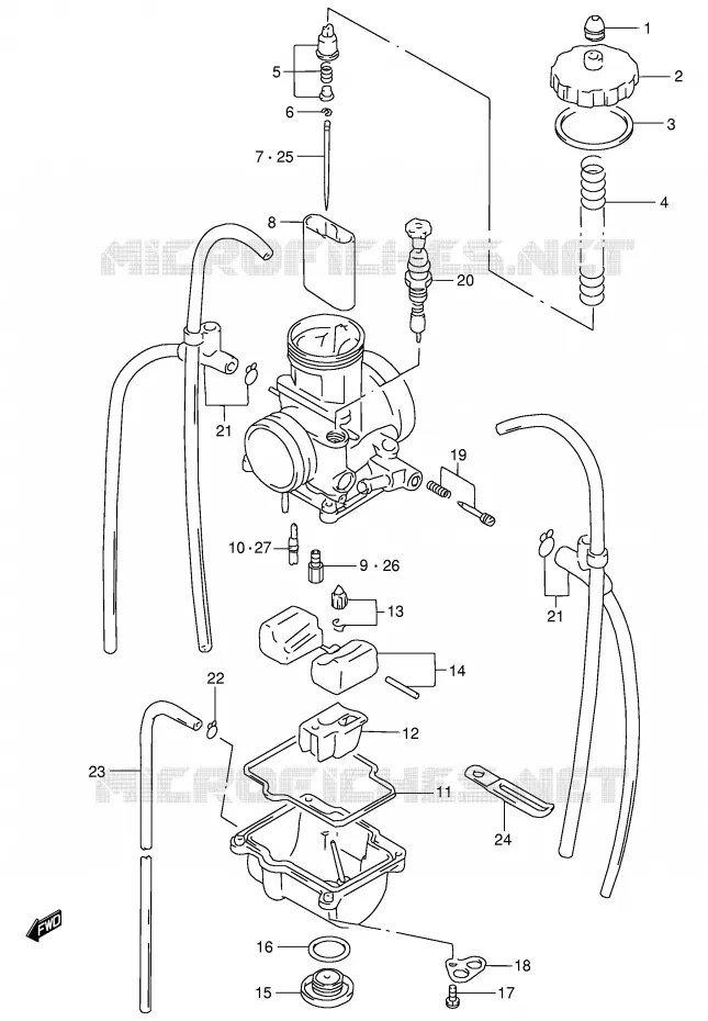 CARBURATOR (MODELE T) Suzuki MOTO 250 RM 2000  RM250Y(E3/E28)