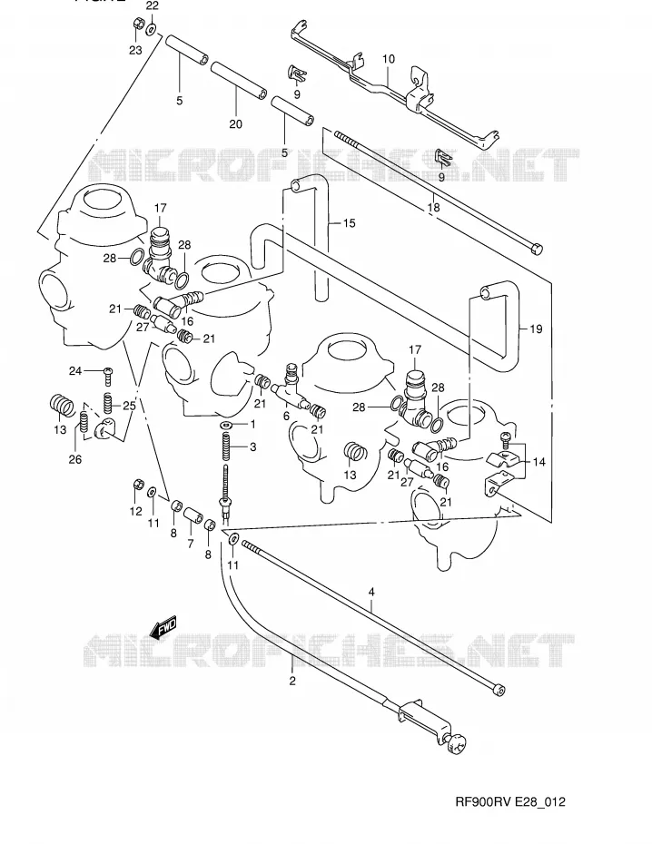 CARBURETOR AANSLUITINGEN Suzuki MOTO 900 RF 1995  RF900RZS(E28)