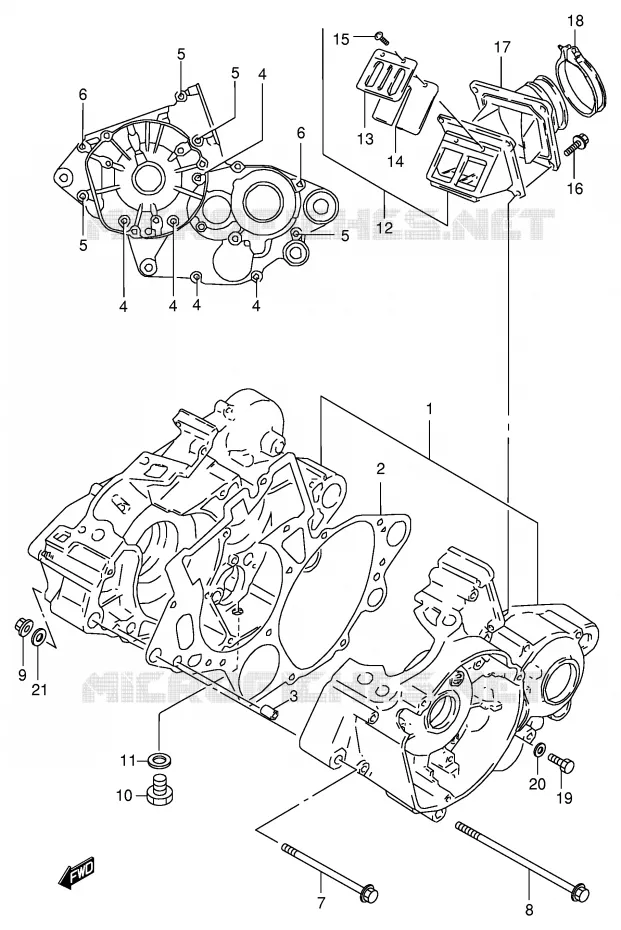 CASING (MODELE T/V) Suzuki MOTO 125 RM 1999  RM125X(E2)
