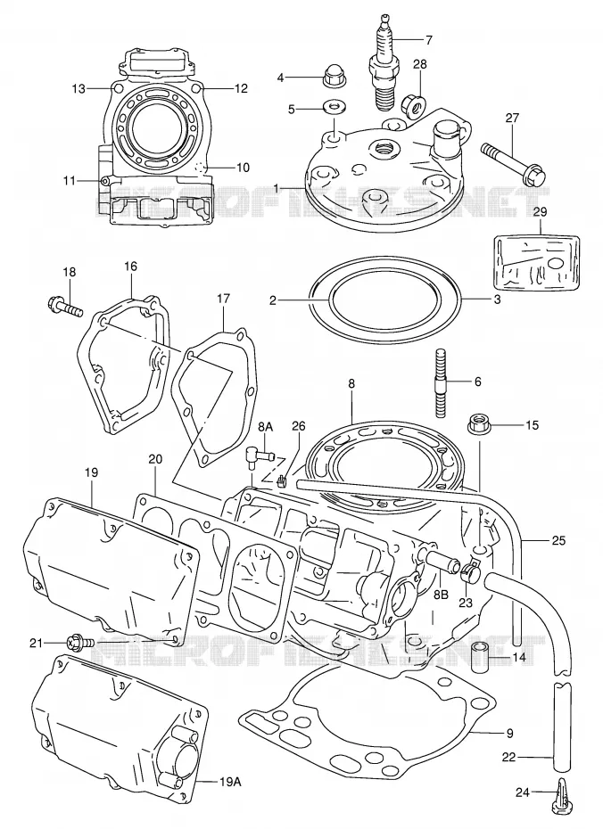 CILINDER (MODELE T/V/W) Suzuki MOTO 250 RM 1998  RM250W(E3/E28)