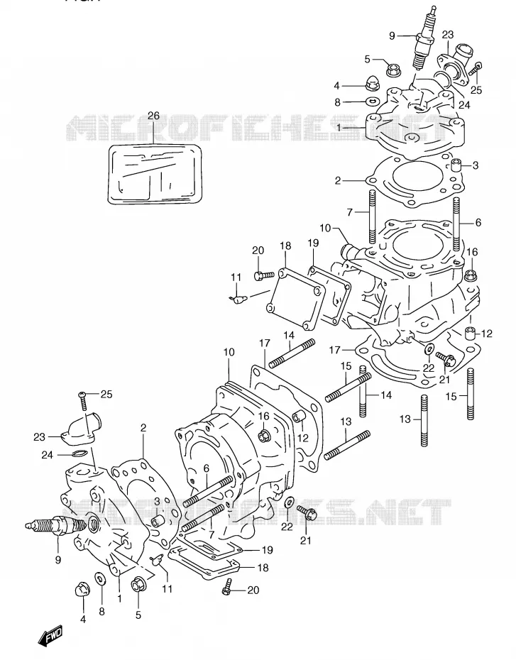 CILINDER Suzuki MOTO 250 RG 1993  RGV250P(E24)