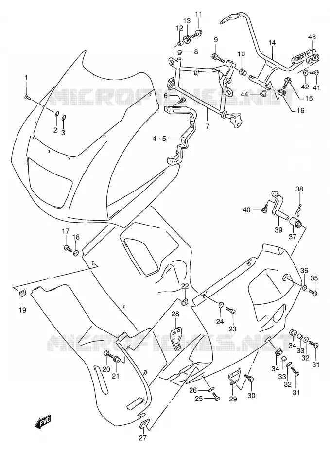 FAIRING INSTALLATIEDELEN Suzuki MOTO 125 RG 1993  RG125FUP(E18)