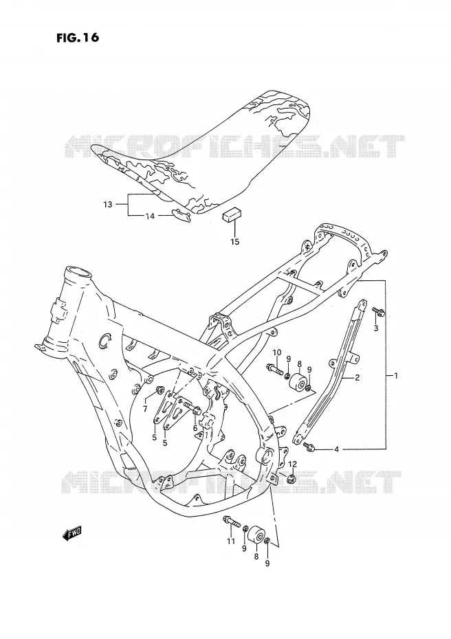 FRAME - SEAT (MODELE N/P) Suzuki MOTO 125 RM 1993  RM125P(E3)