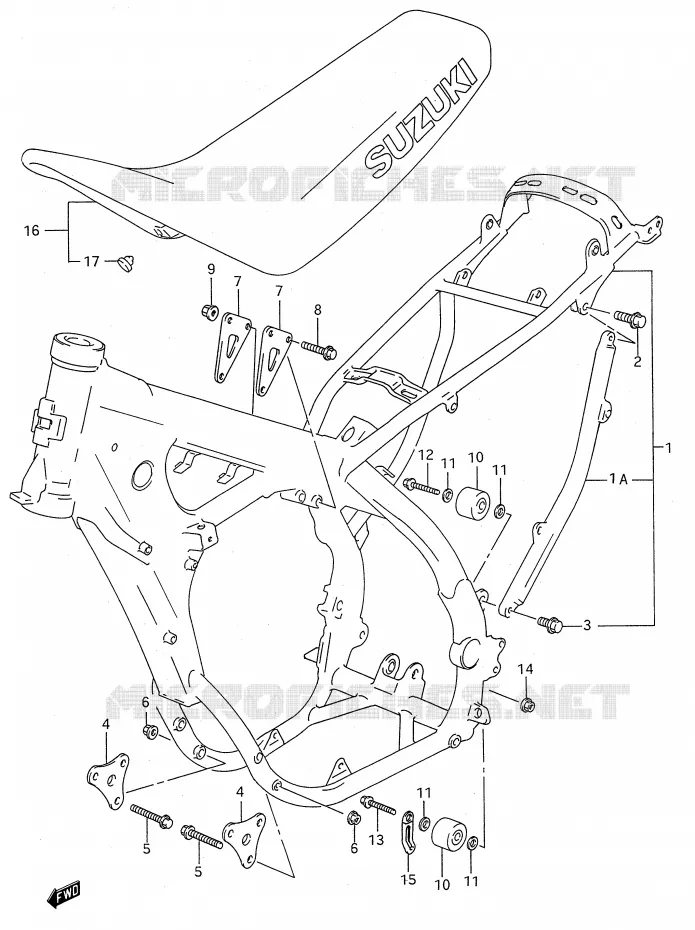 FRAME - SEAT (MODELE P) Suzuki MOTO 250 RM 1995  RM250S(E28)