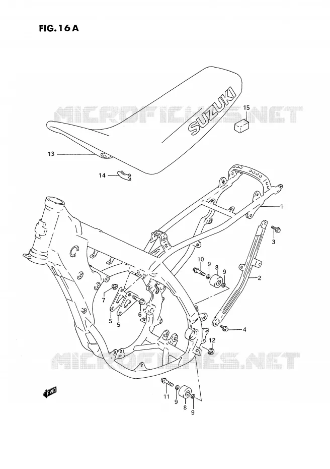 FRAME - SEAT (MODELE R/S) Suzuki MOTO 125 RM 1993  RM125P(E2)