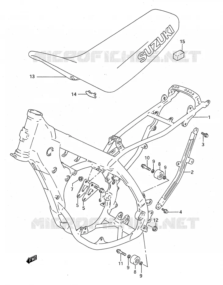 FRAME - SEAT (MODELE R/S) Suzuki MOTO 125 RM 1993  RM125P(E28)