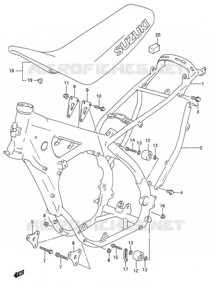 FRAME - SEAT (MODELE R/S) Suzuki MOTO 250 RM 1995  RM250S(E28)