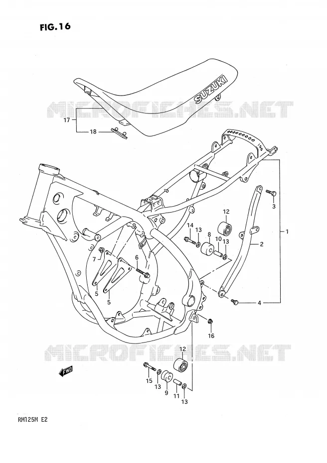 FRAME - SEAT Suzuki MOTO 125 RM 1991  RM125 M (E02,E04,E24)