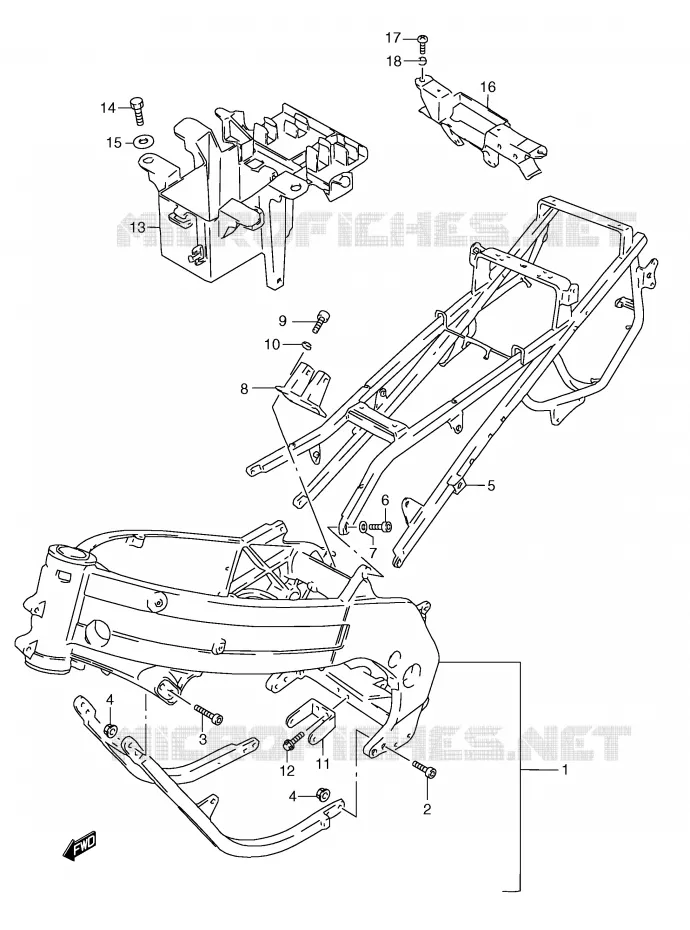 FRAME (MODELE N/P/R/T) Suzuki MOTO 250 RG 1992  RGV250N(E24)