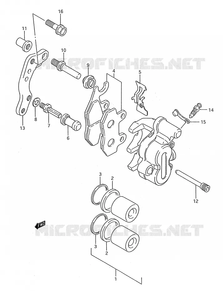 FRONT CALIPER (MODELE K/L) Suzuki MOTO 250 RM 1992  RM250 N (E03,E28,E33)