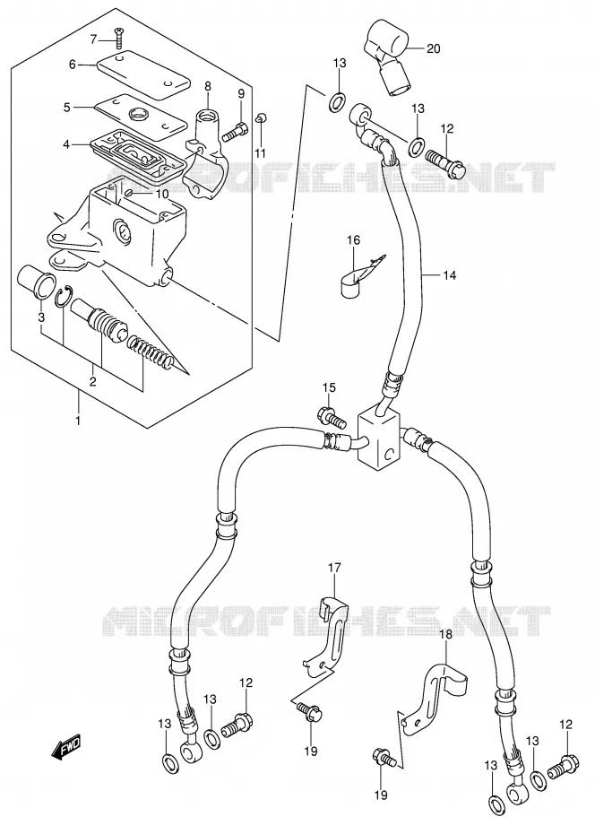 FRONT HOOFDREMCILINDER (MODELE K5/K6) Suzuki MOTO 1500 INTRUDER 2008  VL1500K8(E2)