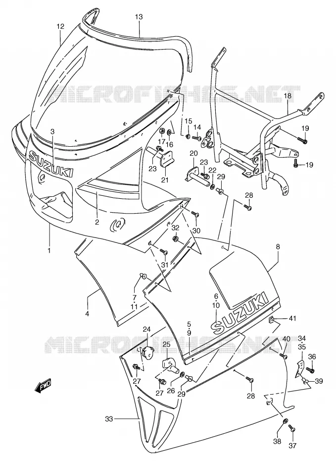 FRONT KUIP (MODELE F) Suzuki MOTO 80 RG 1988  RG80J(E4)