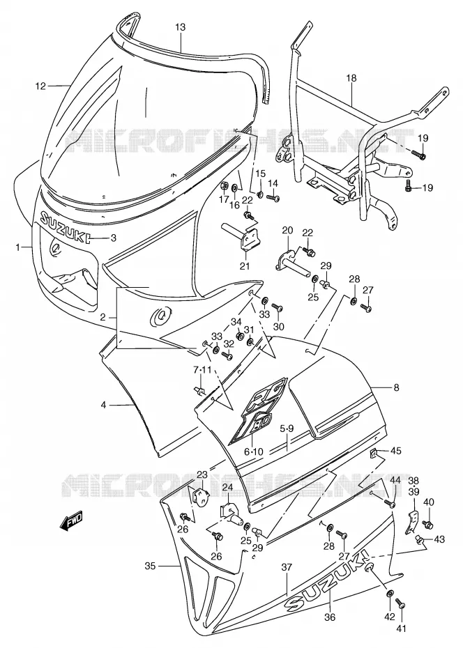 FRONT KUIP (MODELE J,2KN) Suzuki MOTO 80 RG 1988  RG80J(E4)