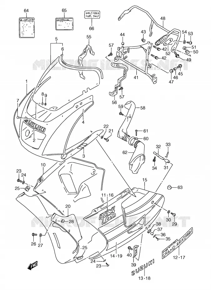 FRONT KUIP (MODELE M 0JW) Suzuki MOTO 250 RG 1992  RGV250N(E24)