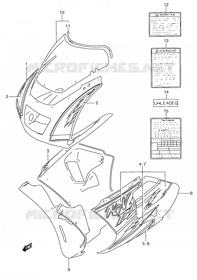 FRONT KUIP (MODELE P 1LE) Suzuki MOTO 250 RG 1996  RGV250T(E24)