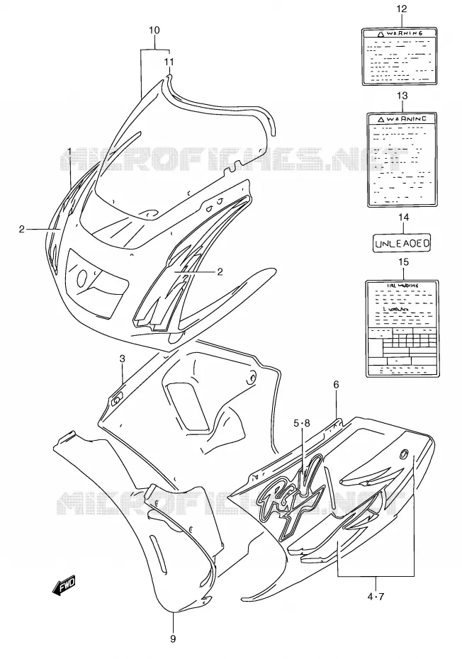 FRONT KUIP (MODELE P 33J) Suzuki MOTO 250 RG 1991  RGV250M(E24)
