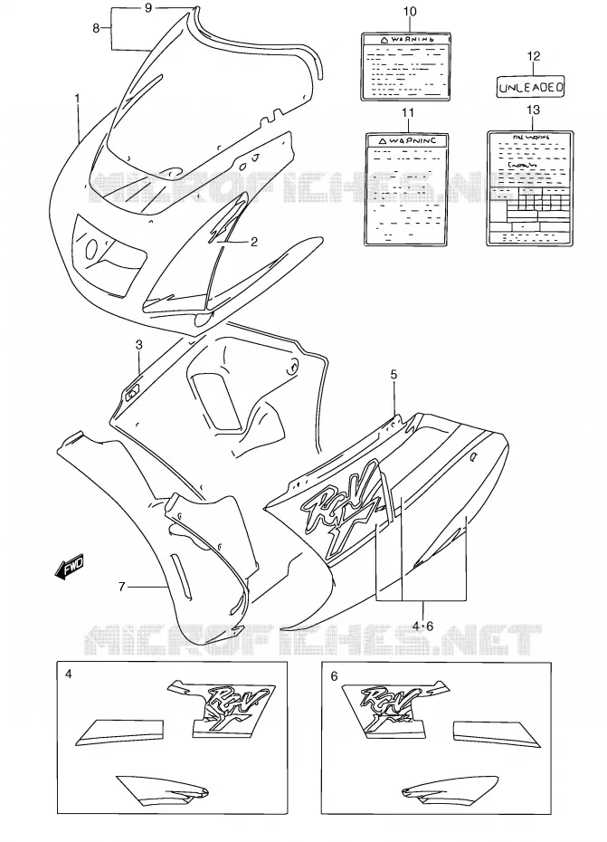 FRONT KUIP (MODELE R/T) Suzuki MOTO 250 RG 1994  RGV250R(E24)