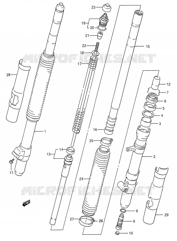 FRONT SCHOKDEMPER (MODELE K) Suzuki MOTO 125 RM 1989  RM125K(E28)