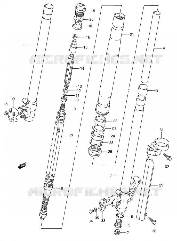 FRONT SCHOKDEMPER (MODELE L) Suzuki MOTO 125 RM 1989  RM125K(E28)