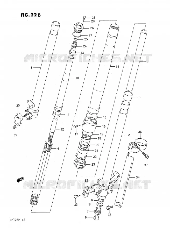 FRONT SCHOKDEMPER (MODELE M) Suzuki MOTO 125 RM 1991  RM125M(E2)