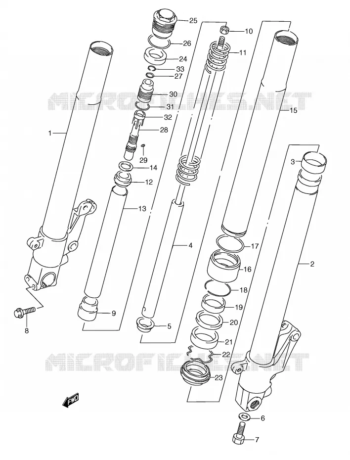 FRONT SCHOKDEMPER (MODELE M) Suzuki MOTO 250 RG 1992  RGV250N(E24)