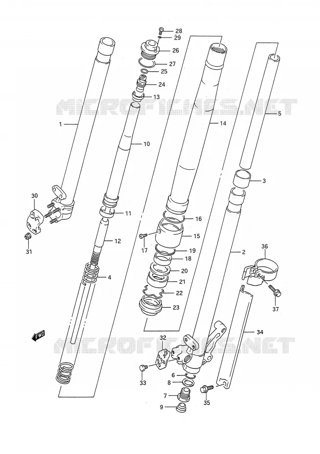 FRONT SCHOKDEMPER (MODELE M) Suzuki MOTO 250 RM 1992  RM250N(E28)