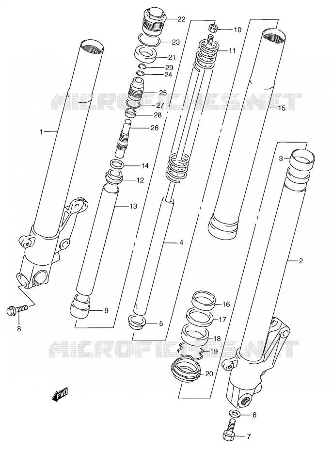 FRONT SCHOKDEMPER (MODELE N/P/R/T) Suzuki MOTO 250 RG 1992  RGV250N(E24)