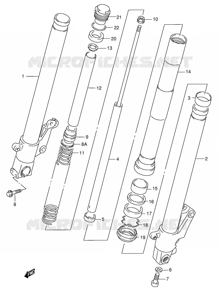 FRONT SCHOKDEMPER (MODELE N/P) Suzuki MOTO 125 RG 1992  RG125FN(E18)