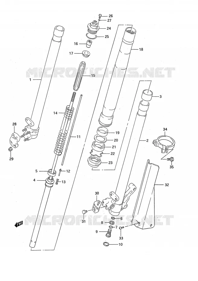 FRONT SCHOKDEMPER (MODELE N) Suzuki MOTO 125 RM 1992  RM125N(E28)