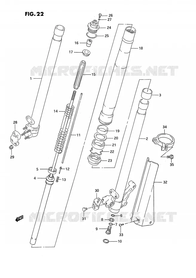 FRONT SCHOKDEMPER (MODELE N) Suzuki MOTO 125 RM 1993  RM125P(E3)