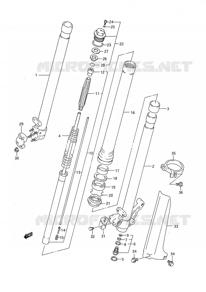 FRONT SCHOKDEMPER (MODELE P) Suzuki MOTO 125 RM 1995  RM125S(E28)