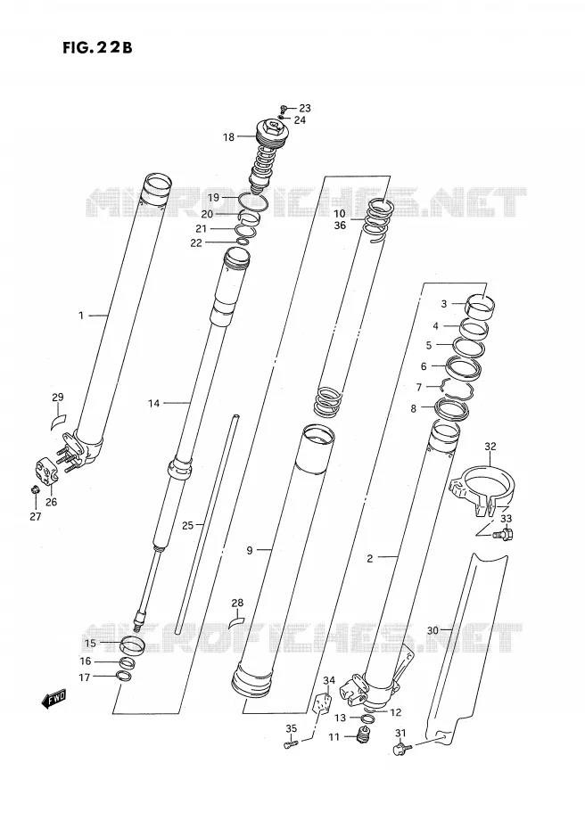 FRONT SCHOKDEMPER (MODELE R) Suzuki MOTO 125 RM 1993  RM125P(E3)
