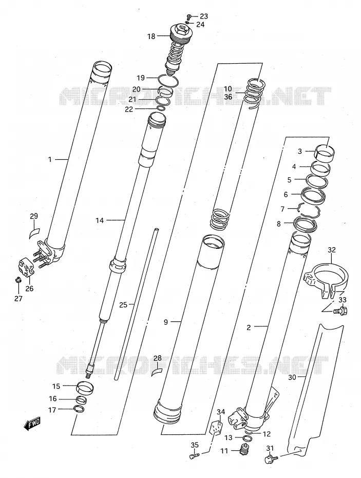 FRONT SCHOKDEMPER (MODELE R) Suzuki MOTO 125 RM 1995  RM125S(E28)