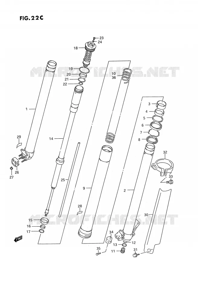 FRONT SCHOKDEMPER (MODELE S) Suzuki MOTO 125 RM 1992  RM125N(E3)