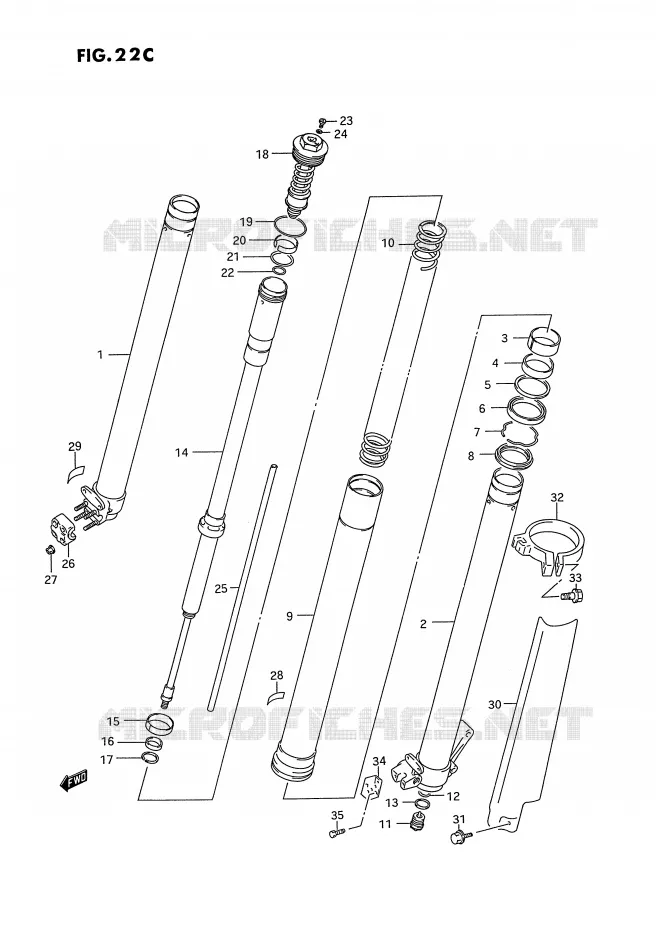 FRONT SCHOKDEMPER (MODELE S) Suzuki MOTO 125 RM 1993  RM125P(E2)
